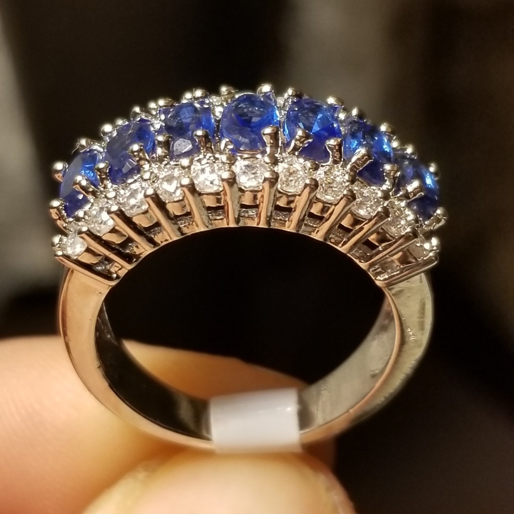 Sterling Silver Blue Saphirre Channel Ring Size 6 - Picture 8 of 8